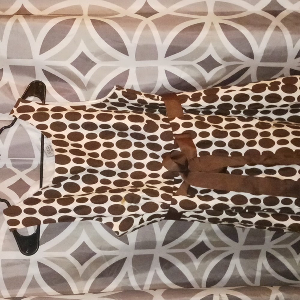 Brown & white elize j poka dot dress